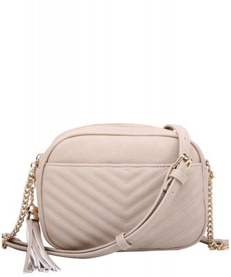 Veronica Double Zipper V Pattern Crossbody WU121 BRICK